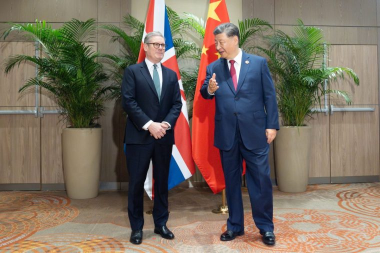 Prime Minister Sir Keir Starmer during a bilateral meeting with President Xi Jinping of China, at the Sheraton Hotel, as he attends the G20 summit in Rio de Janeiro, Brazil. Picture date: Monday November 18, 2024. PA Photo. See PA story POLITICS G20. Photo credit should read: Stefan Rousseau/PA Wire