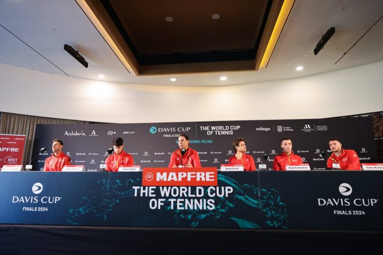 MALAGA, SPAIN - NOVEMBER 18: Rafael Nadal of Team Spain speaks during a press conference prior to the 2024 Davis Cup Finals at Palacio de Deportes Jose Maria Martin Carpena on November 18, 2024 in Malaga, Spain. (Photo by Matt McNulty/Getty Images for ITF)