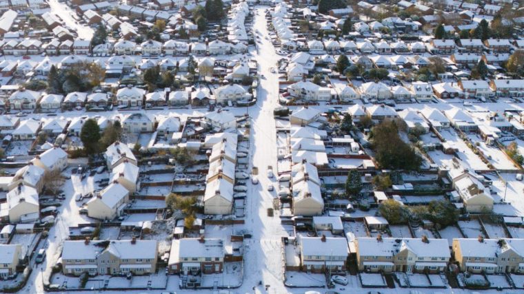 Snow-covered buildings after overnight snowfall in Wolverhampton. There is widespread travel disruption after heavy snowfall and ice affected parts of the UK, with the Met Office advising vehicles could be stranded, power cuts may occur and rural areas could be cut off. Picture date: Wednesday November 20, 2024. PA Photo. Photo credit should read: Jacob King/PA Wire