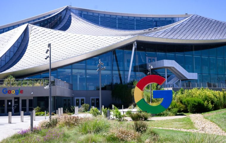 (FILES) A giant Google logo is seen at Google's Bay View campus in Mountain View, California on August 13, 2024 where the "Made by Google" media event was held today. The US government late November 20, 2024 asked a judge to order the dismantling of Google by selling its widely used Chrome browser in a major antitrust crackdown on the internet giant. (Photo by Josh Edelson / AFP) (Photo by JOSH EDELSON/AFP via Getty Images)