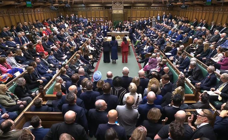 In this video grab taken from footage broadcast by the UK Parliamentary Recording Unit (PRU) via the Parliament TV website on November 29, 2024, a packed House of Commons waits for the result of voting after the debate on the Terminally Ill Adults (End of Life) Bill. Supporters and opponents of a bill to legalise euthanasia in the UK gathered outside the Houses of Parliament as UK lawmakers debated on whether to advance divisive and emotive legislation to allow assisted dying for terminally ill people in England and Wales. (Photo by PRU / AFP) / RESTRICTED TO EDITORIAL USE - NO USE FOR ENTERTAINMENT, SATIRICAL, ADVERTISING PURPOSES - MANDATORY CREDIT " AFP PHOTO / PRU " (Photo by -/PRU/AFP via Getty Images)