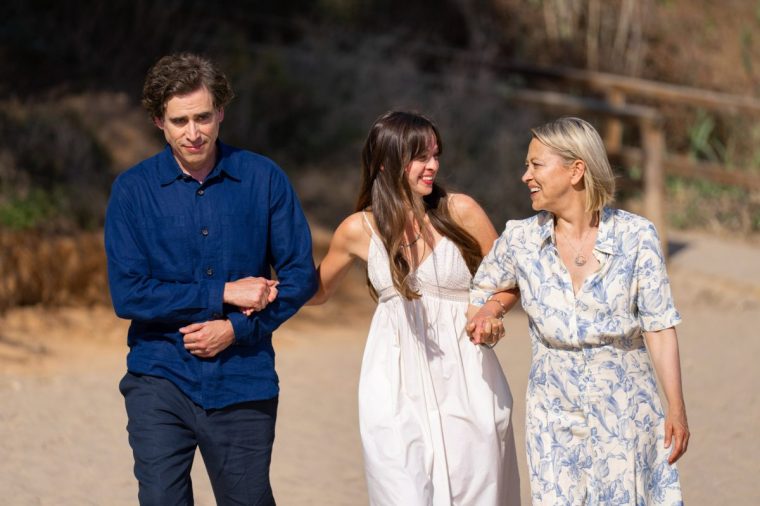 Stephen Mangan, Elizabeth Roberts and Nicola Walker in 'The Split: Barcelona' (Photo: Daniel Escale/BBC)