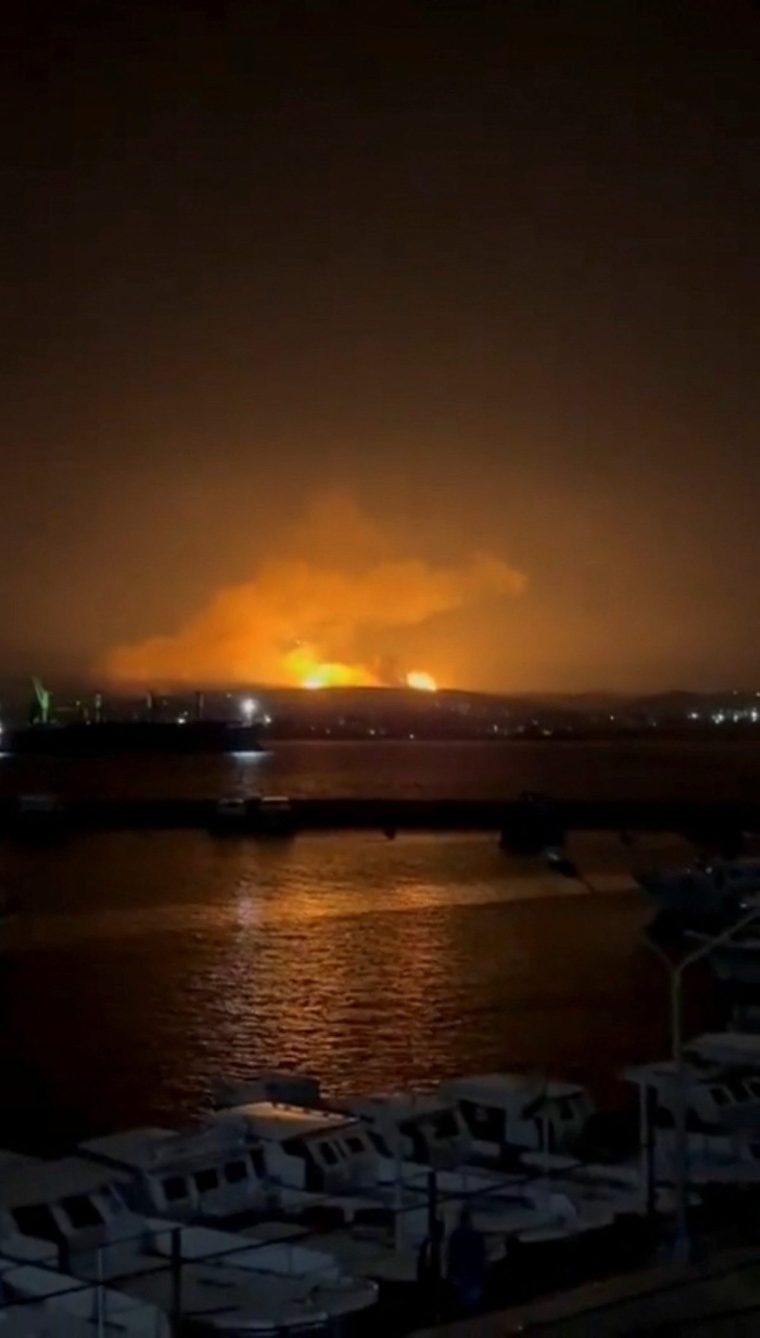 A fire burns following an explosion at a site in Tartus, Syria December 16, 2024 in this screen grab obtained from social media video. Social Media/via REUTERS THIS IMAGE HAS BEEN SUPPLIED BY A THIRD PARTY. NO RESALES. NO ARCHIVES.