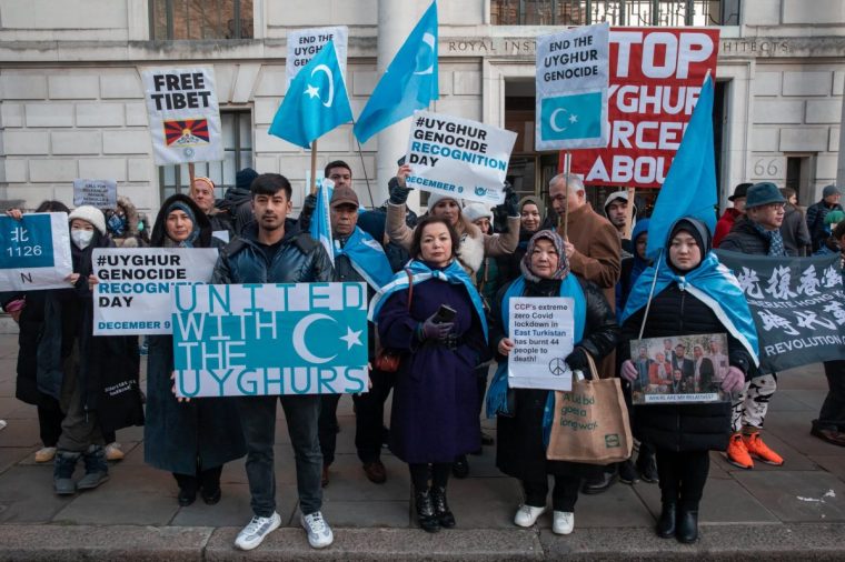 London's current Chinese embassy is often the focus of political demonstrations, like this one in 2022 (Photo: Mark Kerrison / In Pictures via Getty Images)