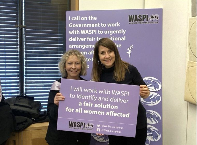 Undated screen grab taken with permission from social media site X, formerly Twitter, posted by the Women Against State Pension Inequality (WASPI) of Secretary of State for Work and Pensions Liz Kendall (right) holding a placard in support of the WASPI campaign. Women affected by changes to the state pension age will not receive compensation, Mrs Kendall has announced today. Issue date: Tuesday December 17, 2024. PA Photo. See PA story POLITICS Waspi. Photo credit should read: WASPI/PA Wire NOTE TO EDITORS: This handout photo may only be used in for editorial reporting purposes for the contemporaneous illustration of events, things or the people in the image or facts mentioned in the caption. Reuse of the picture may require further permission from the copyright holder.