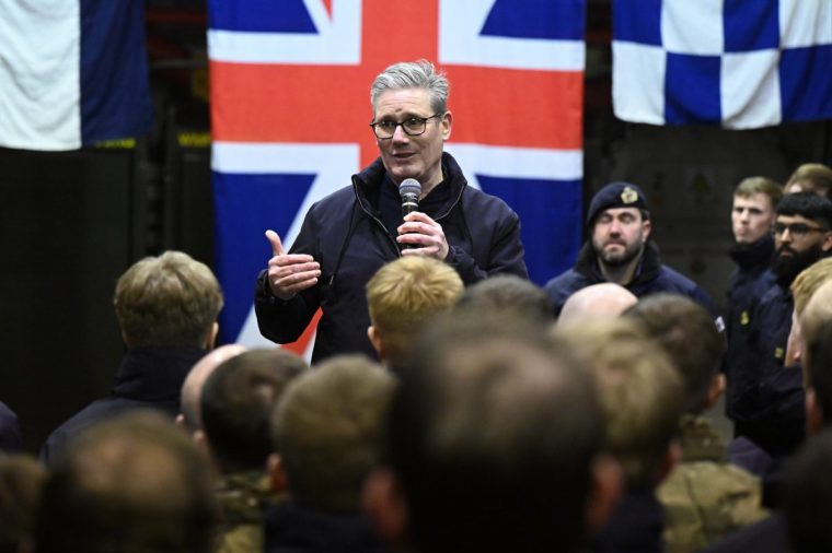 TALLINN, ESTONIA - DECEMBER 17: UK Prime Minister Sir Keir Starmer addresses military personnel onboard HMS Iron Duke on December 17, 2024 in Tallinn, Estonia. British Prime Minister Keir Starmer is paying official visits to NATO member countries Norway and Estonia this week. On Monday morning he met with Prime Minister Jonas Gahr St??re to discuss climate, energy and defence cooperation, before traveling on to Estonia, where he's attending a Joint Expeditionary Force (JEF) Leader' Summit. (Photo by Leon Neal/Getty Images)