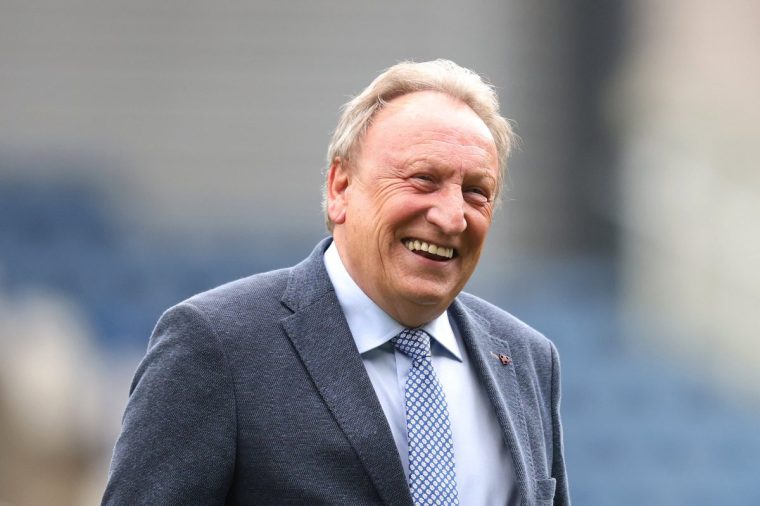 HUDDERSFIELD, ENGLAND - MAY 04: Neil Warnock, Manager of Huddersfield Town, looks on as they inspect the pitch prior to the Sky Bet Championship between Huddersfield Town and Sheffield United at John Smith's Stadium on May 04, 2023 in Huddersfield, England. (Photo by George Wood/Getty Images)