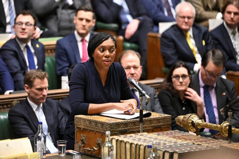 Conservative Party leader Kemi Badenoch speaks during the Prime Minister's Questions at the House of Commons in London, Britain, January 8, 2025. ??House of Commons/Handout via REUTERS THIS IMAGE HAS BEEN SUPPLIED BY A THIRD PARTY. MANDATORY CREDIT. IMAGES MUST NOT BE ALTERED.