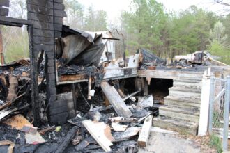 In Oak Grove, Alabama, the home of W.M. Griffice was destroyed in March by an explosion his attorneys allege was caused by methane leaking from a longwall coal mine beneath the property. Photo Courtesy of the Alabama Fire Marshal's Office.