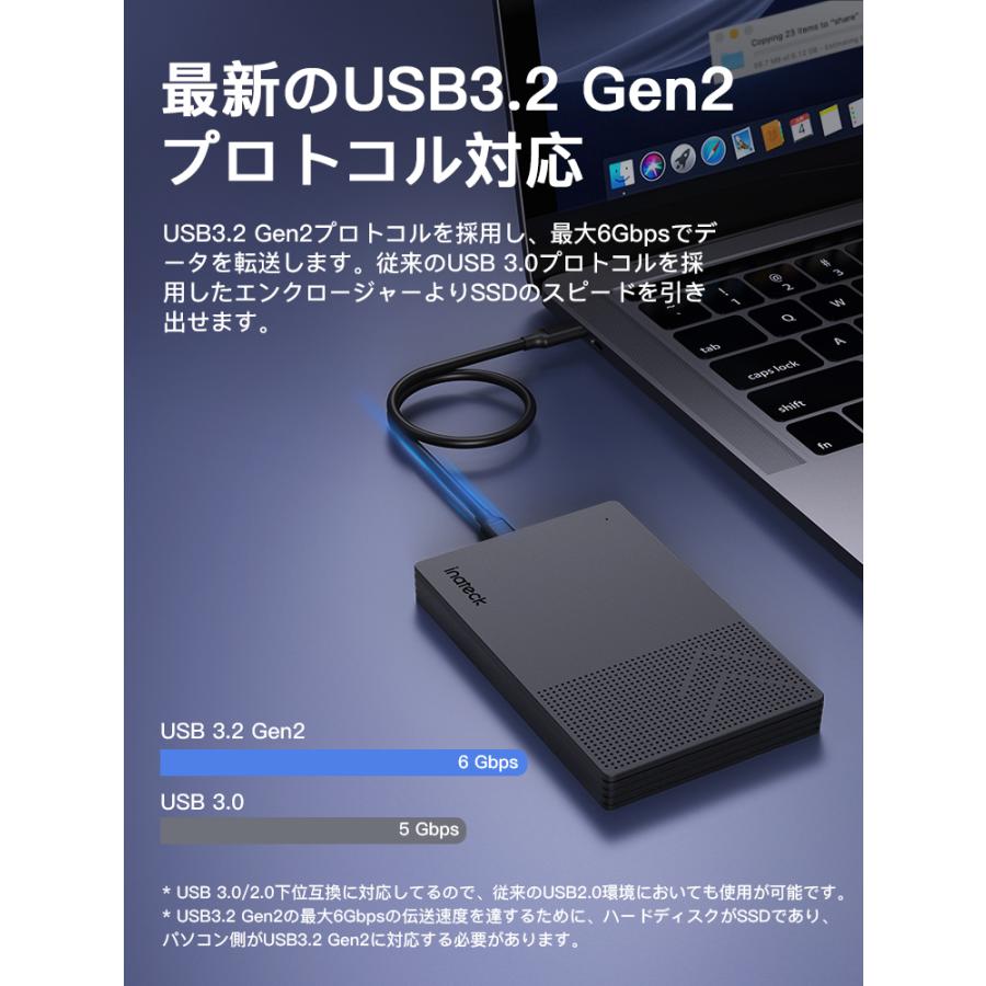 外付けドライブケース 2.5インチ USB 3.2 Gen 2 SSDケース HDD SSD 9.5mm 7mm SATA 3.0 自動スリーブ 高速データ転送 簡単バックアップ |  | 01