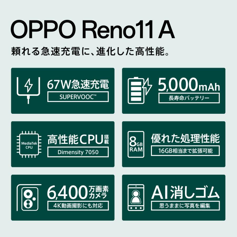 【ボーナスストアP10倍】OPPO Reno11 A  SIMフリー Android 5G スマホ 本体 新品 スマートフォン 端末 RAM ８GB AI消しゴム | OPPO | 03