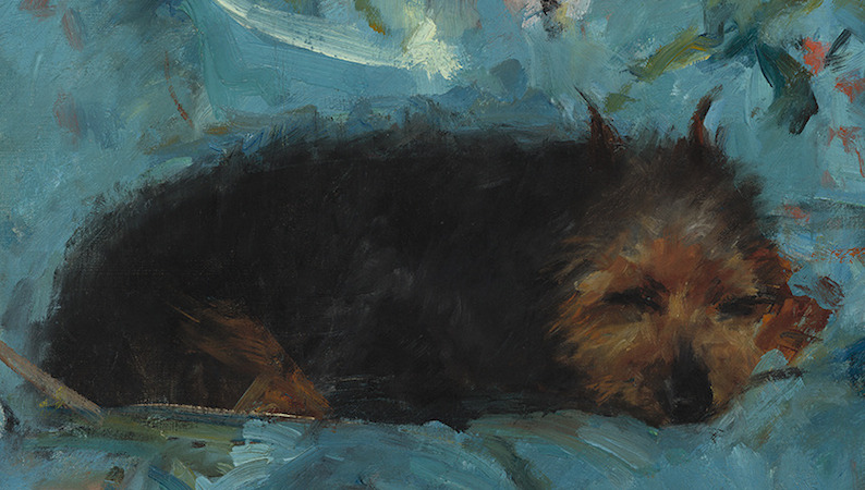 Dog (detail), Mary Cassatt, Little Girl in a Blue Armchair, 1878, oil on canvas, 89.5 x 129.8 cm (National Gallery of Art, Washington D.C.)