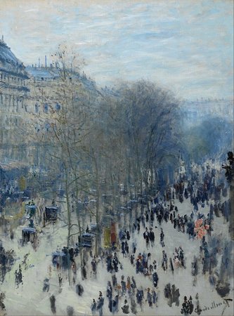 Claude Monet, Boulevard des Capucines, 1873-74, oil on canvas, 80.3 x 60.3 cm (Nelson Atkins Museum of Art, Kansas City, Missouri)