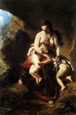 Eugène Delacroix, Medea About to Kill Her Children, 1838, Oil on canvas, 122 x 84 cm (Musée du Louvre, Paris)