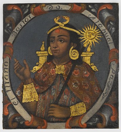 Atahualpa, Fourteenth Inca, c. mid-18th century, oil on canvas, 23 ½ x 21 11/16 inches (Brooklyn Museum of Art, New York)