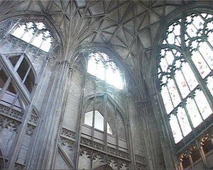 Gothic windows at Gloucester Cathedral.