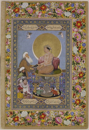 Bichtir, Jahangir Preferring a Sufi Shaikh to Kings from the St. Petersburg Album, 1615-1618, opaque watercolor, gold and ink on paper, 180 x 253 cm (Freer|Sackler: The Smithsonian's Museums of Asian Art)