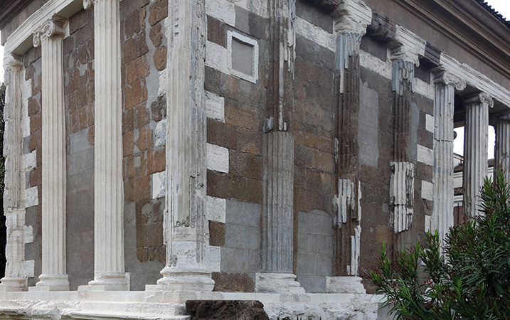 Engaged columns, Temple of Portunus (formerly known as Fortuna Virilis), travertine, tufa, and stucco, c. 120-80 B.C.E., Rome