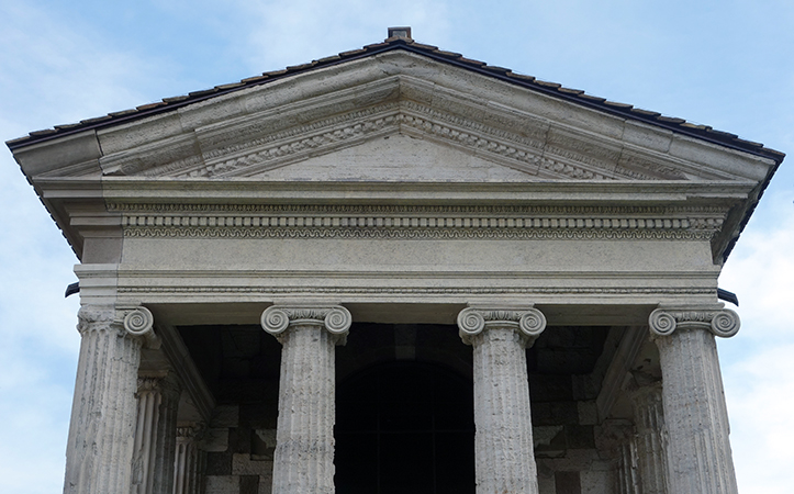 Temple of Portunus (formerly known as Fortuna Virilis), travertine, tufa, and stucco, c. 120-80 B.C.E., Rome