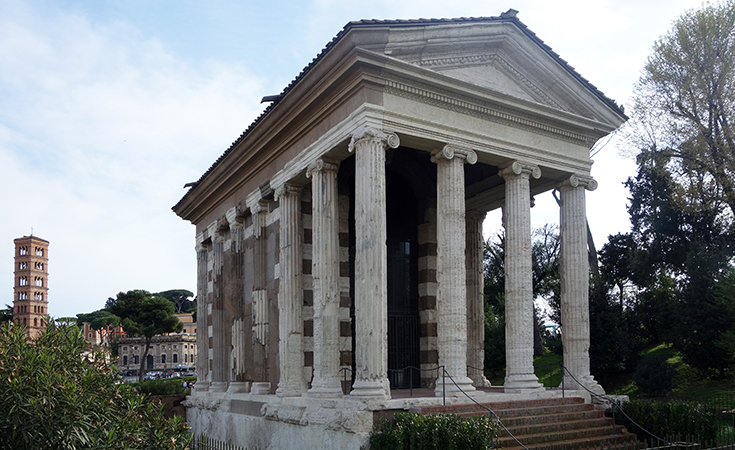 Temple of Portunus (formerly known as Fortuna Virilis), travertine, tufa, and stucco, c. 120-80 B.C.E., Rome