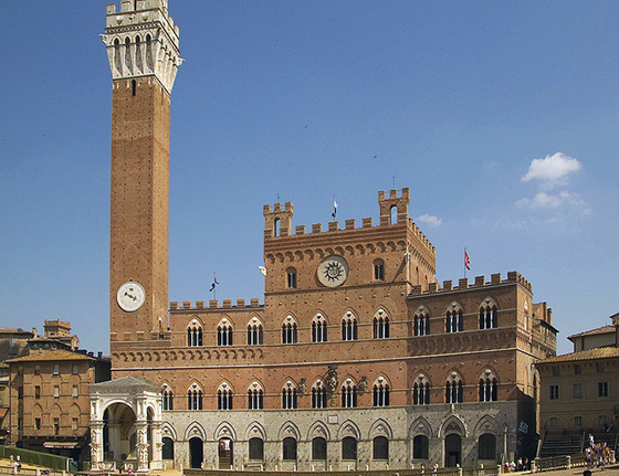 Palazzo Pubblico, Siena. The representatives of the Sienese government, "The Nine," met here. 