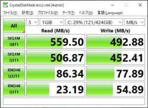 ベンチマークテスト使用後画像