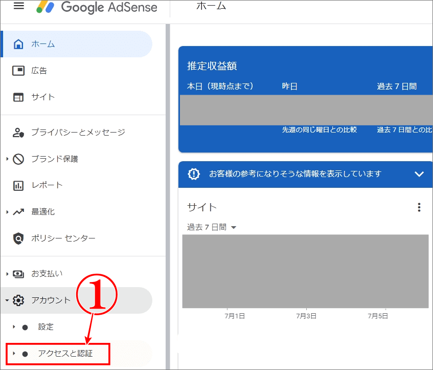 アドセンスのアクセスと認証