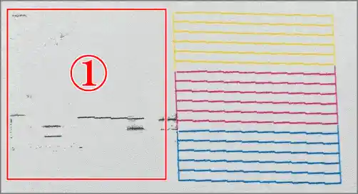 プリンターヘッドの洗浄ノズルチェックの結果画像