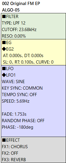 002 Original FM EP alg-05 param etc