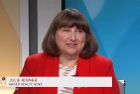 A screenshot shows Julie Rovner sitting in the PBS Newshour studio.