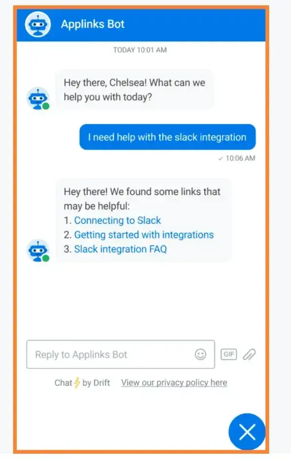 drift ai automation tool chatbot mockup