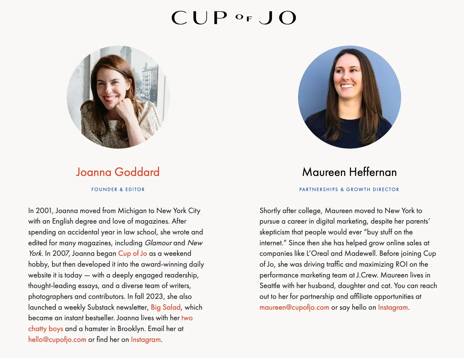 professional bio examples, Joanna Goddard, Lifestyle Blogger and Editor, blog about page bio