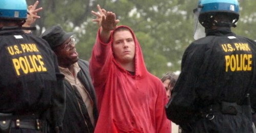 Daryle Lamont Jenkins, spokesman for the anti-racist One People s Project, yells at a KKK supporter during a 2006 rally the Klan held at Gettysburg National Military Park