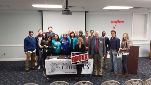 Marshall Rawson with Broun's wife Nikki at Ron Paul funded Young Americans for Liberty event.