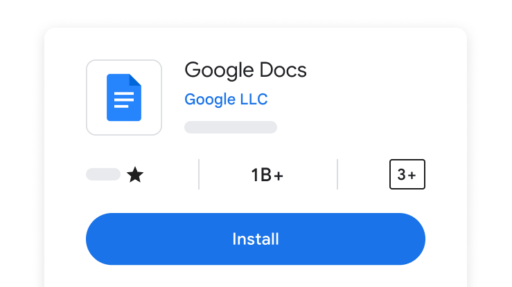 Appinstallationsskærm for Google Docs