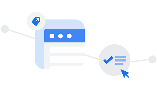 Ilustraciones que muestran el etiquetado automático activado en el Google Tag Manager de tu cuenta de Google Ads.