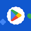 Decorative shapes and the Google Play icon