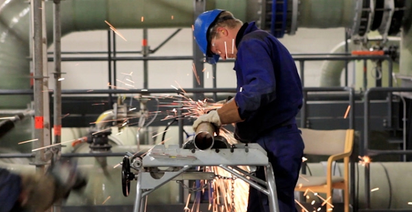 Man working on pipe