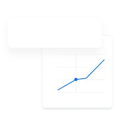 Exemplo de anúncio de texto para mobiliário doméstico ao lado de um gráfico que mostra comparativos de mercado em relação a um período