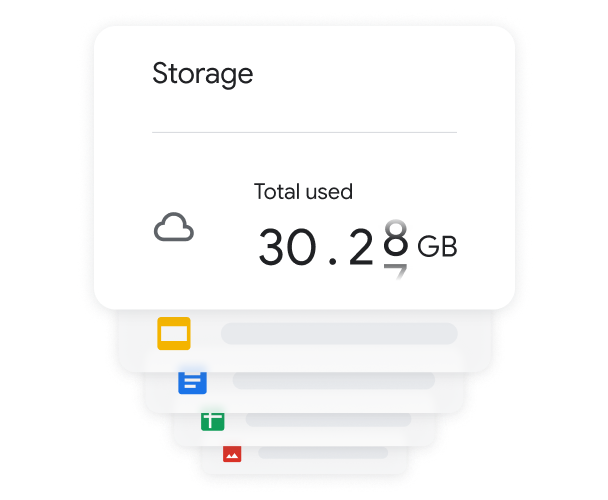 顯示 Google Workspace 已使用 30 GB 的儲存空間