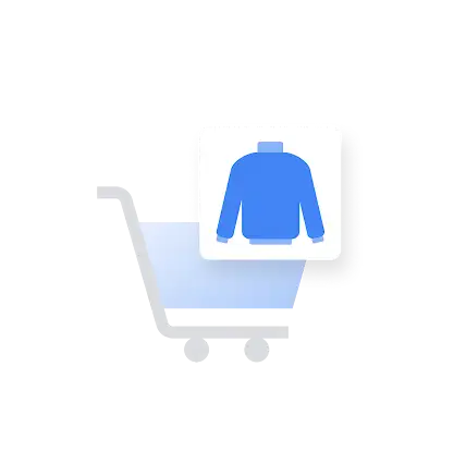 Il maglione dell’annuncio Google viene aggiunto al carrello online di un cliente.