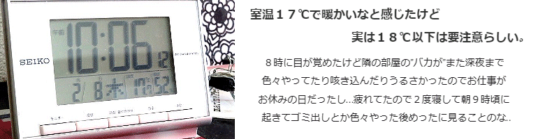 室温１７℃で暖かいなと感じたけど 実は１８℃以下は要注意らしい