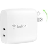 Belkin 40W Dual Port USB-C Wall Charger, USB Type C Charger Fast Charging for iPhone 16, 16 Plus,...