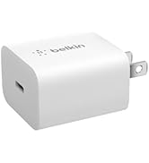 Belkin 20W Wall Charger, USB-C Charger Block, Fast Charging Block for iPhone 16, 16 Plus, 16 Pro,...