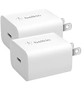 Belkin 20W Wall Charger, USB-C Charger Block, Fast Charging Block for iPhone 16, 16 Plus, 16 Pro,...