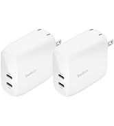 Belkin BoostCharge Dual USB-C Wall Charger with PPS 60W for Apple iPhone, iPad, Samsung Galaxy, G...