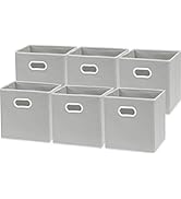 6 Pack - SimpleHouseware Foldable Cube Storage Bin with Handle, Grey