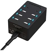 SABRENT 100 Watt 8-Port Family-Sized USB Rapid Charger [UL Certified ] - Includes 2 PD (Power Del...