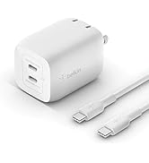 Belkin BoostCharge Pro 65W Dual USB-C GaN Wall Charger, Multi-Port Charger w/ 2X USB-C PD 3.0 Fas...