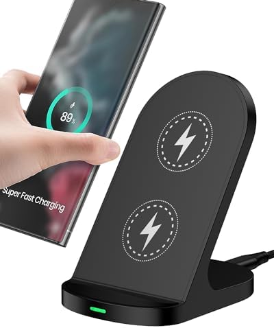 15W Fast Google Wireless Charger Stand, Qi Certified Wireless Charging Station for Google Pixel 8 7 Pro 7a 6Pro 5 4xl, Android Phone Wireless Charging Stand for Galaxy S24 S23 Note 20 iPhone 15 14 Pro
